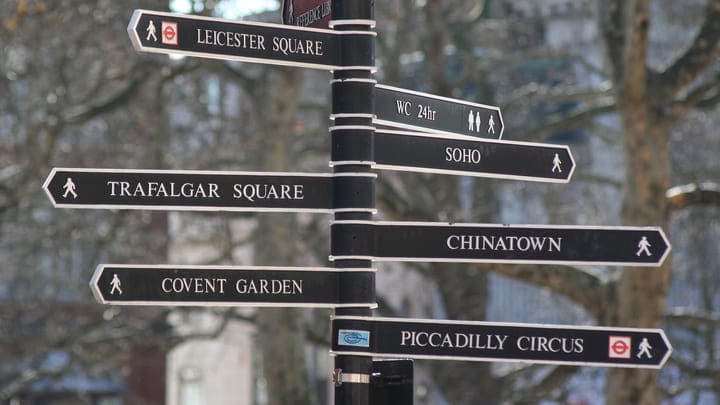 Signpost in London's West End